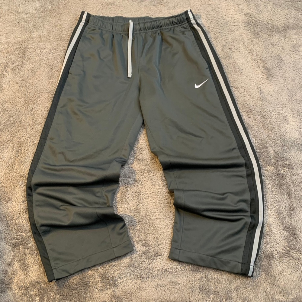 Nike Mens Gray Side Stripe Athletic Track Pants Relaxed Fit Drawstring Large